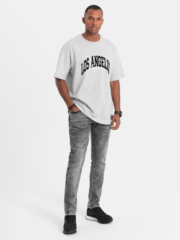 Ombre Clothing Γκρι ανδρικό τζιν σε λεπτή γραμμή Ombre Clothing