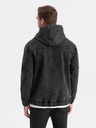 Ombre Clothing Μαύρο ανδρικό τζιν μπουφάν με κουκούλα Ombre Clothing