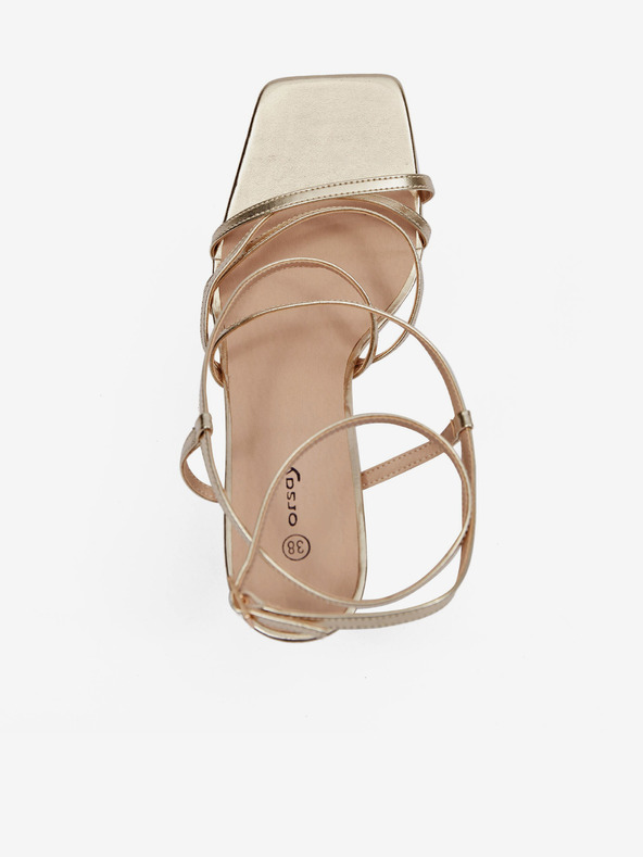 Orsay Χρυσά γυναικεία πέδιλα με τακούνι ORSAY