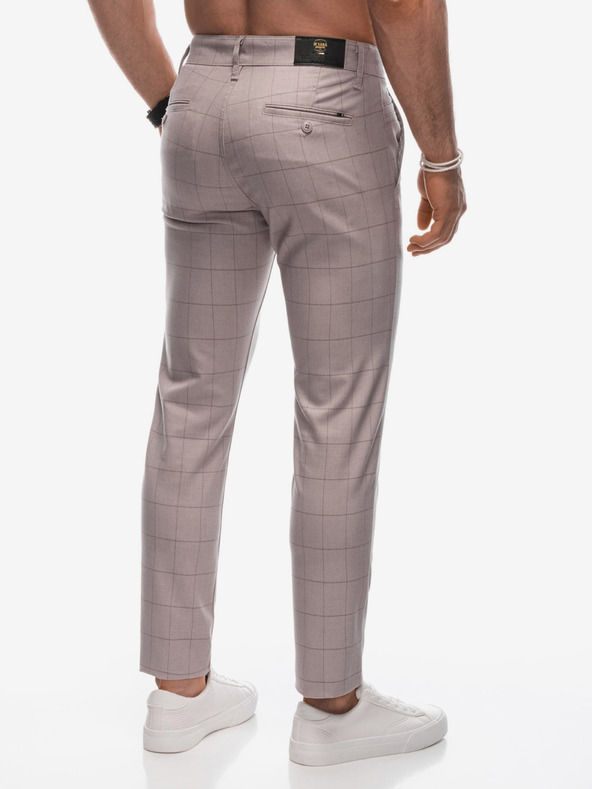 Edoti Μπεζ ανδρικό καρό παντελόνι chino Edoti