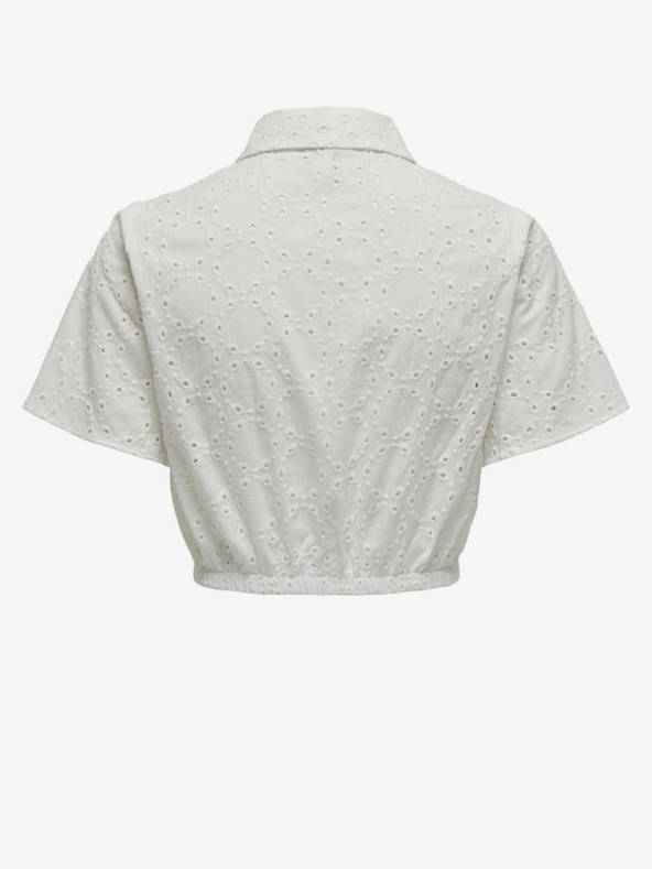 ONLY Λευκό γυναικείο μπλουζάκι ONLY Kala Alicia Cropped Shirt