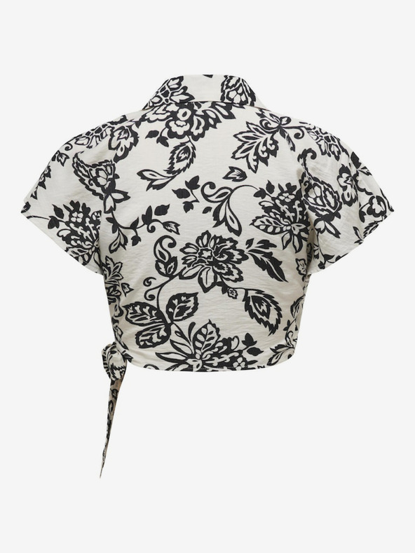 ONLY Μαύρη και κρεμ γυναικεία τυλιχτή μπλούζα ONLY Kiera Kiera