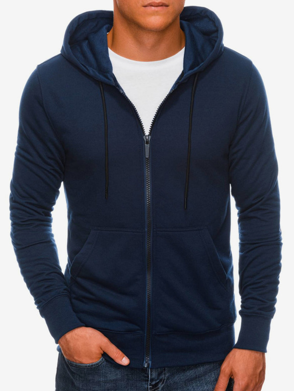 Edoti Σκούρο μπλε ανδρικό φούτερ με κουκούλα και φερμουάρ Edoti