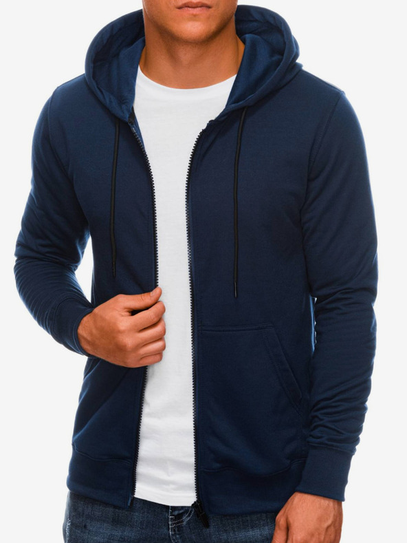 Edoti Σκούρο μπλε ανδρικό φούτερ με κουκούλα και φερμουάρ Edoti