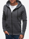 Edoti Σκούρο γκρι ανδρικό φούτερ με κουκούλα και φερμουάρ Edoti