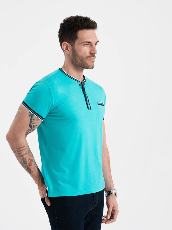 Ombre Clothing Τυρκουάζ ανδρικό πουκάμισο με κουμπιά Ombre Clothing