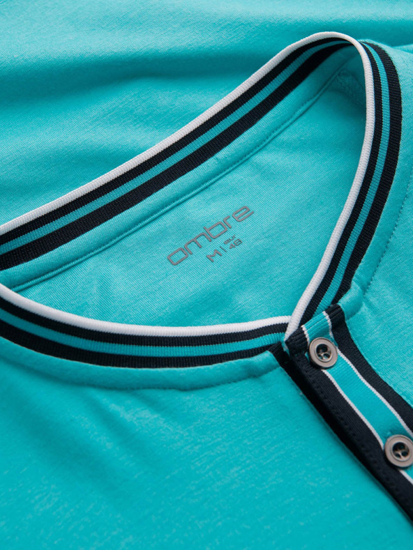 Ombre Clothing Τυρκουάζ ανδρικό πουκάμισο με κουμπιά Ombre Clothing