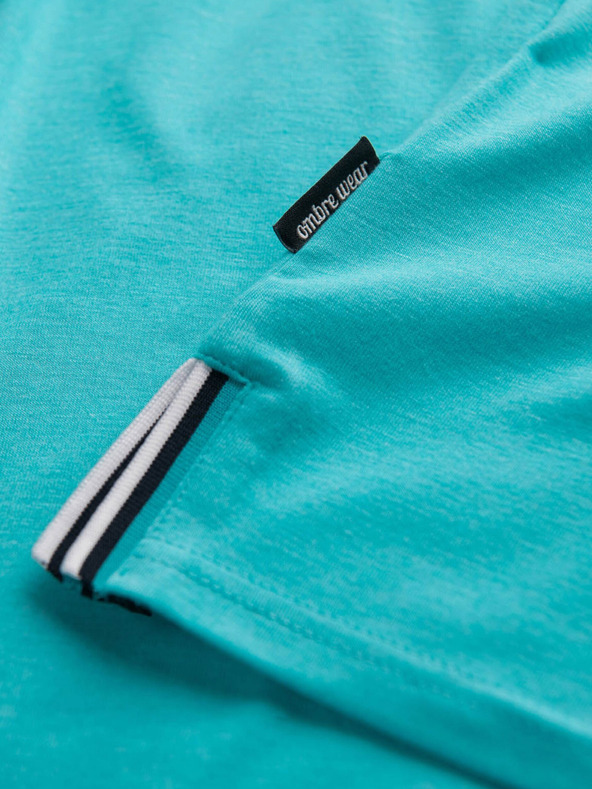 Ombre Clothing Τυρκουάζ ανδρικό πουκάμισο με κουμπιά Ombre Clothing