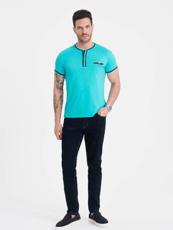 Ombre Clothing Τυρκουάζ ανδρικό πουκάμισο με κουμπιά Ombre Clothing