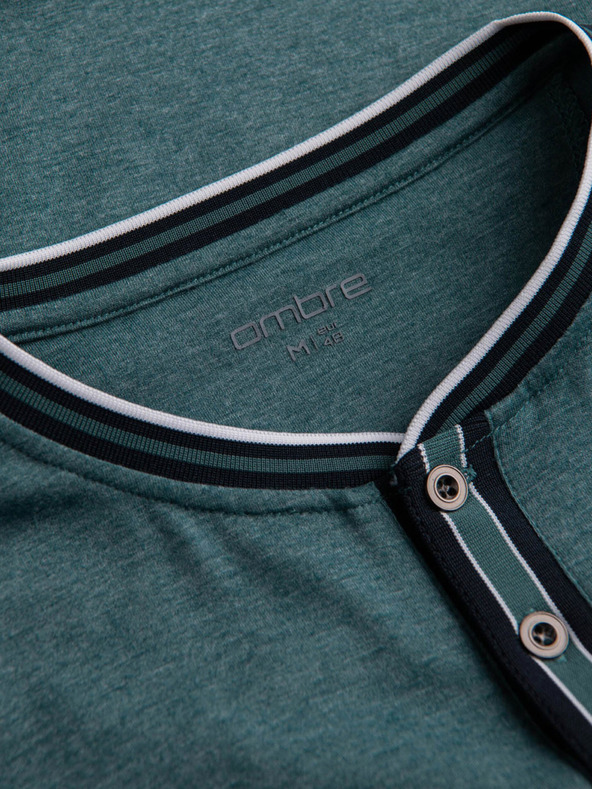 Ombre Clothing Σκούρο πράσινο ανδρικό πουκάμισο με κουμπιά Ombre Ρούχα