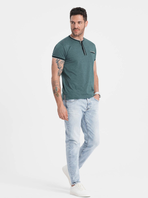 Ombre Clothing Σκούρο πράσινο ανδρικό πουκάμισο με κουμπιά Ombre Ρούχα