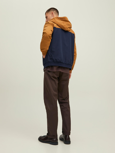 Jack & Jones Καφέ και μπλε ανδρικό ελαφρύ μπουφάν με κουκούλα Jack & Jones Rush