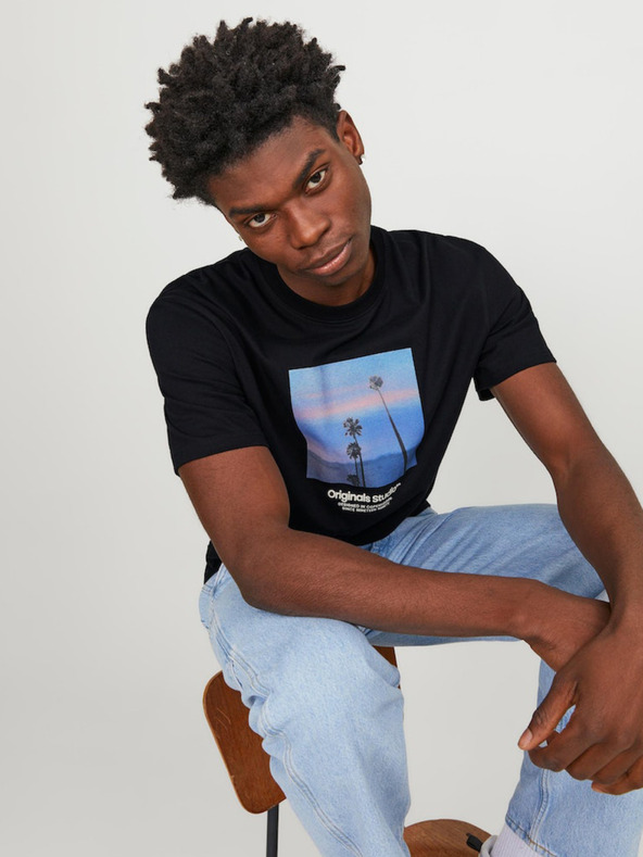 Jack & Jones Μαύρο ανδρικό πουκάμισο Jack & Jones Vesterbro