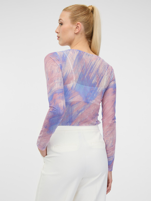 Orsay Ανοιχτό ροζ γυναικεία μπλούζα με μακρύ μανίκι και σχέδιο ORSAY