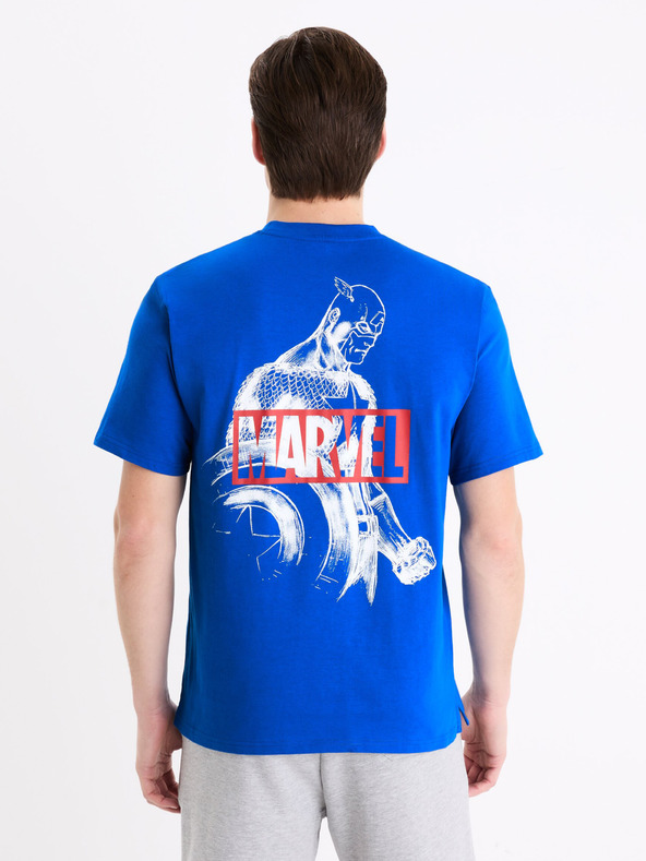 Celio Μπλε ανδρικό τυπωμένο μπλουζάκι Celio Marvel Captain America