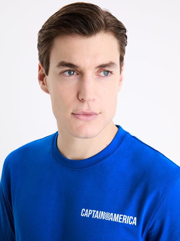 Celio Μπλε ανδρικό τυπωμένο μπλουζάκι Celio Marvel Captain America