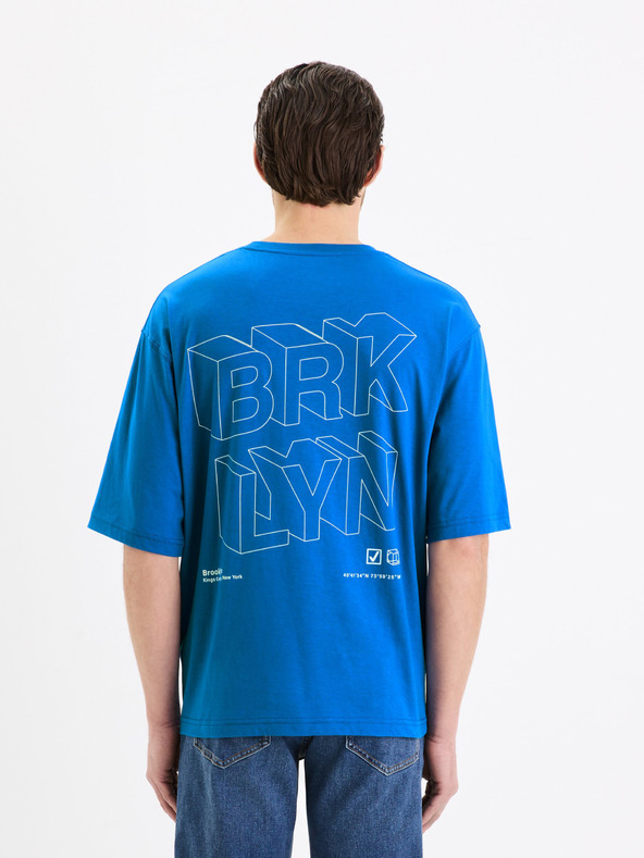 Celio Μπλε βαμβακερό μπλουζάκι Celio Gesympa