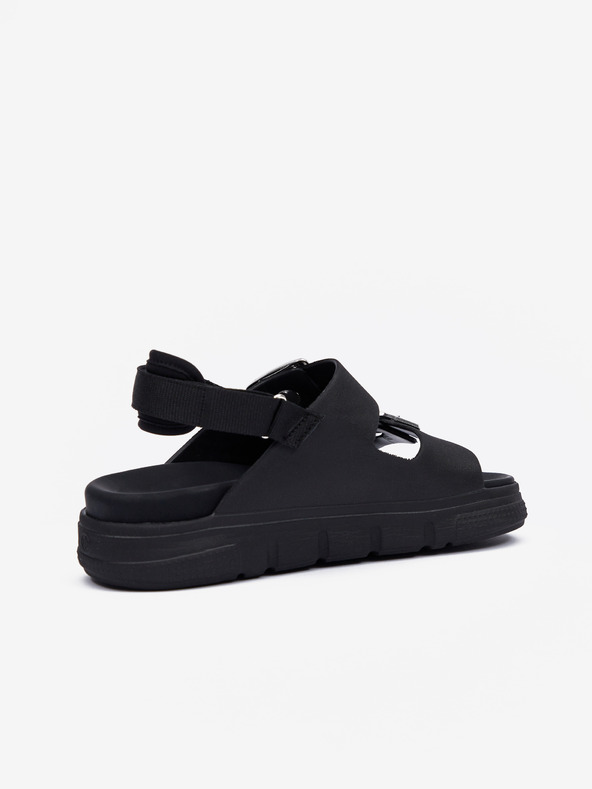 Rieker Μαύρα γυναικεία σανδάλια πλατφόρμα Rieker