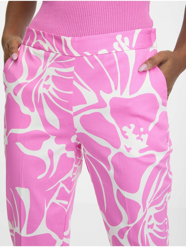 Orsay Ροζ και λευκό γυναικείο παντελόνι με μοτίβο ORSAY