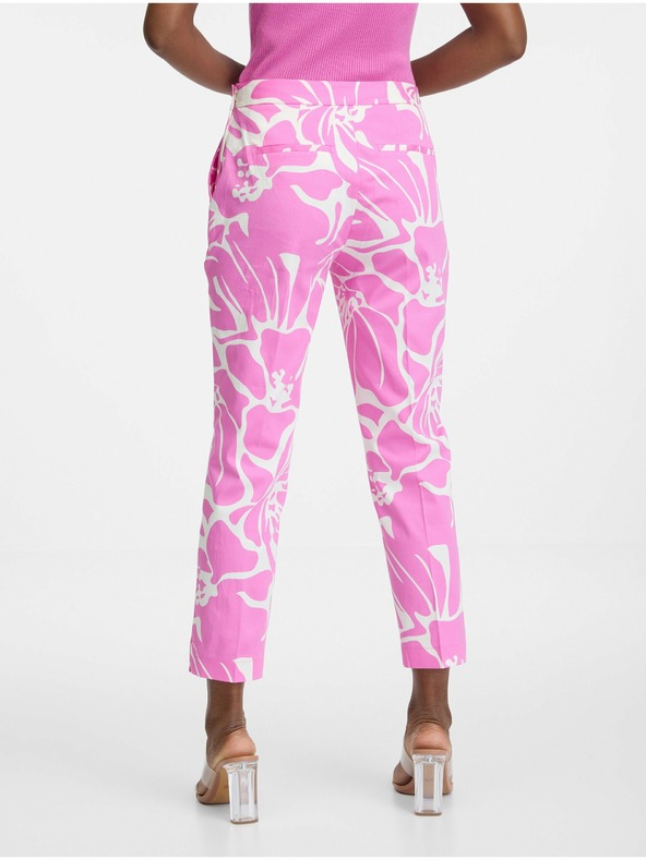 Orsay Ροζ και λευκό γυναικείο παντελόνι με μοτίβο ORSAY