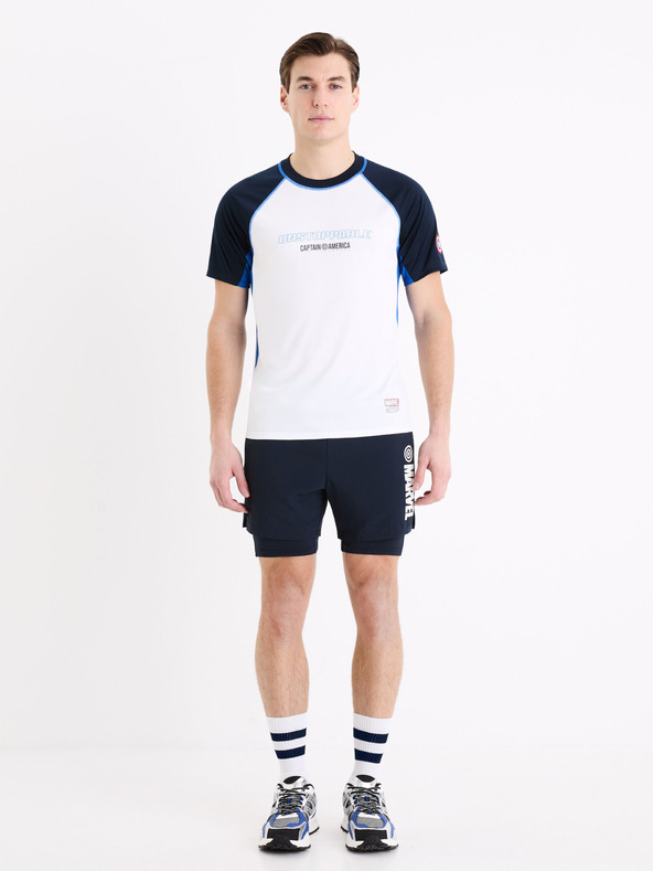 Celio Λευκή ανδρική αθλητική μπλούζα Celio Marvel Captain America