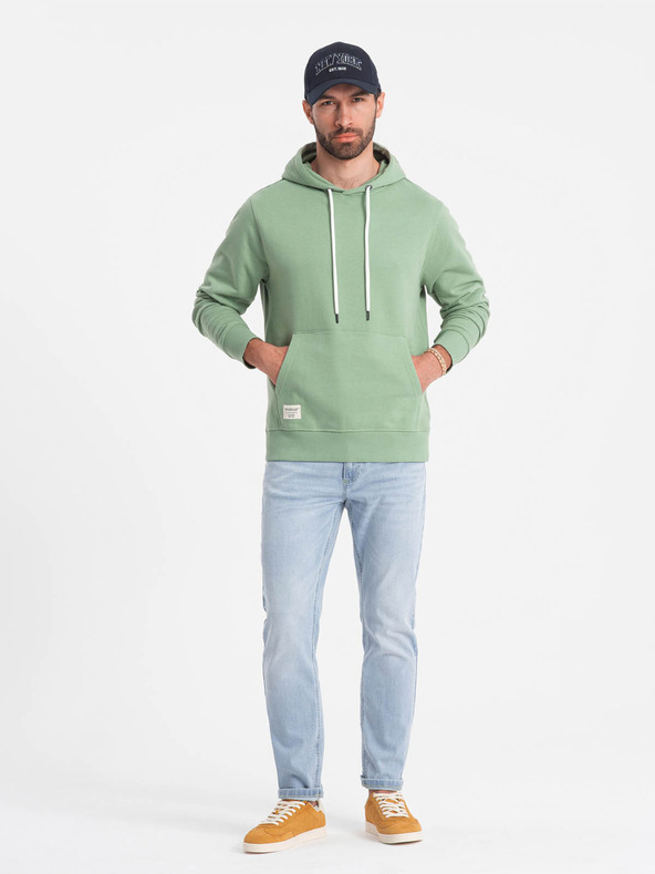 Ombre Clothing Πράσινο ανδρικό φούτερ με κουκούλα Ombre Clothing