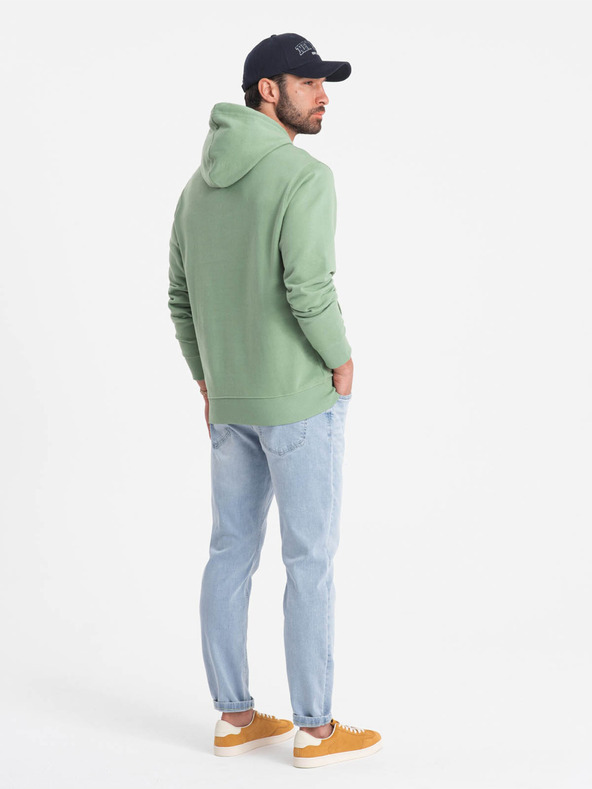 Ombre Clothing Πράσινο ανδρικό φούτερ με κουκούλα Ombre Clothing