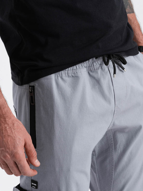 Ombre Clothing Ανοιχτό γκρι ανδρικό παντελόνι cargo jogger Ombre Clothing