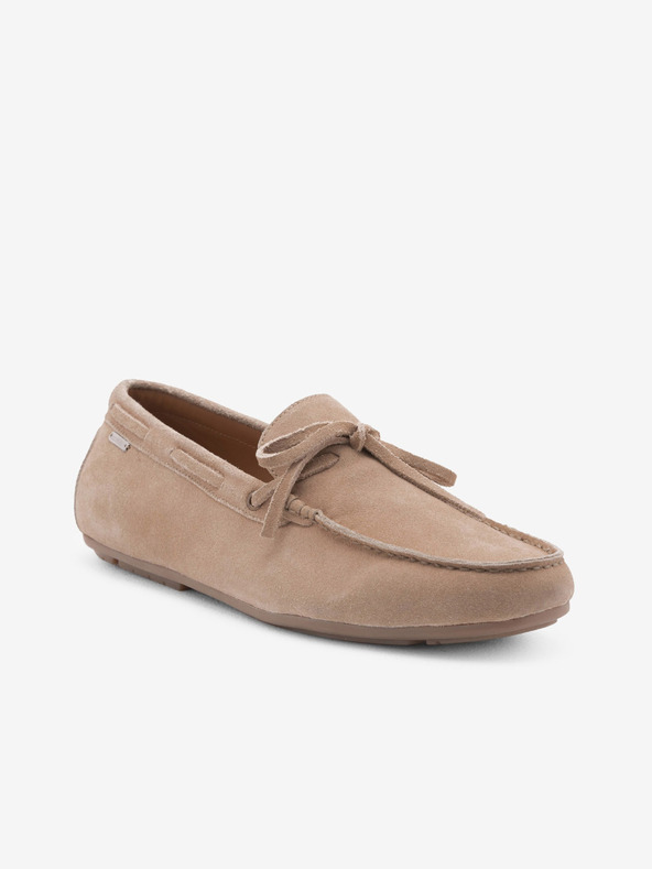 Ombre Clothing Μπεζ ανδρικά δερμάτινα loafers με σόλα οδηγού Ombre Clothing