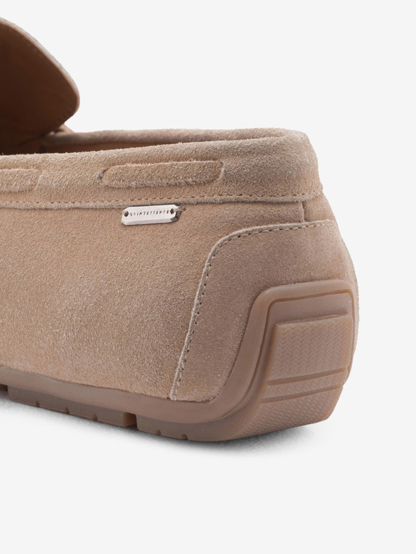 Ombre Clothing Μπεζ ανδρικά δερμάτινα loafers με σόλα οδηγού Ombre Clothing