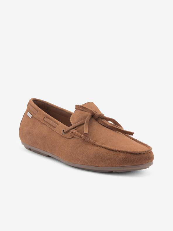 Ombre Clothing Καφέ ανδρικά δερμάτινα loafers με σόλα οδηγού Ombre Clothing