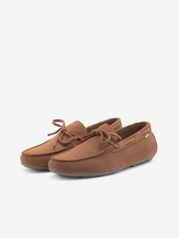Ombre Clothing Καφέ ανδρικά δερμάτινα loafers με σόλα οδηγού Ombre Clothing