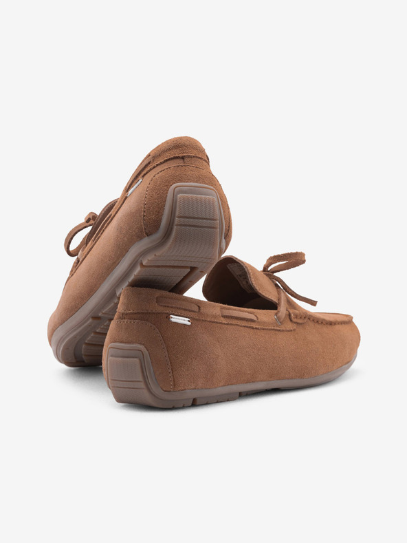 Ombre Clothing Καφέ ανδρικά δερμάτινα loafers με σόλα οδηγού Ombre Clothing