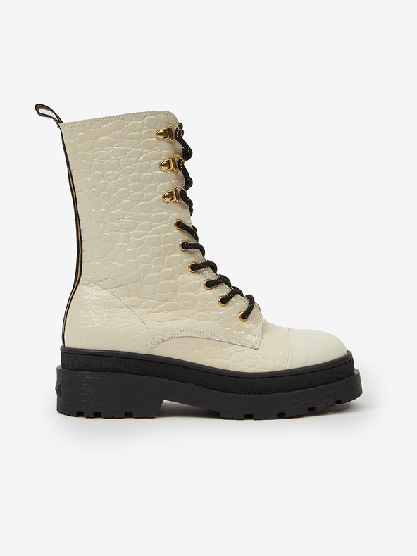 Scotch & Soda Κρέμα γυναικεία δερμάτινα Scotch & Soda Aubri Mid Boot Off Wht Croco