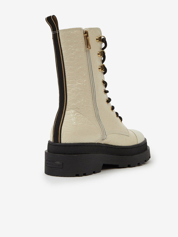 Scotch & Soda Κρέμα γυναικεία δερμάτινα Scotch & Soda Aubri Mid Boot Off Wht Croco