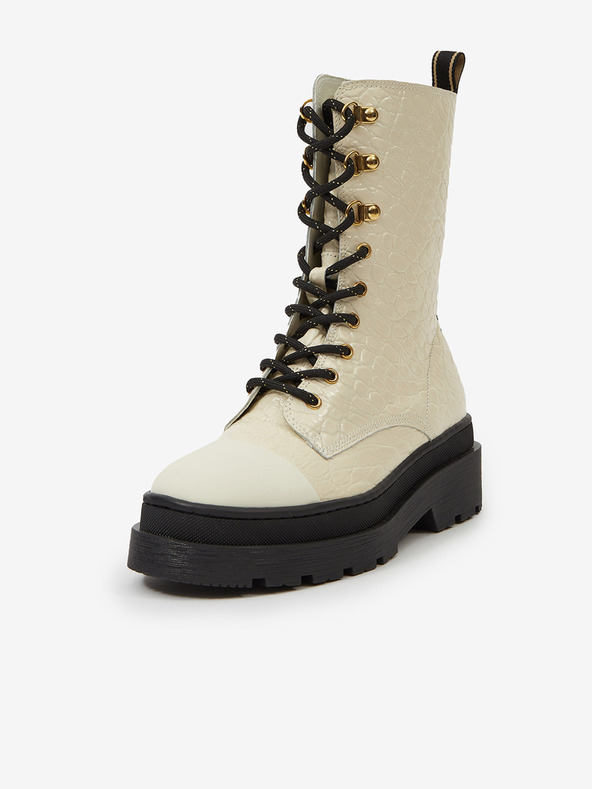 Scotch & Soda Κρέμα γυναικεία δερμάτινα Scotch & Soda Aubri Mid Boot Off Wht Croco