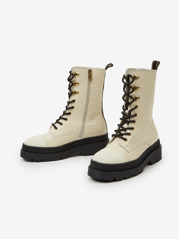 Scotch & Soda Κρέμα γυναικεία δερμάτινα Scotch & Soda Aubri Mid Boot Off Wht Croco