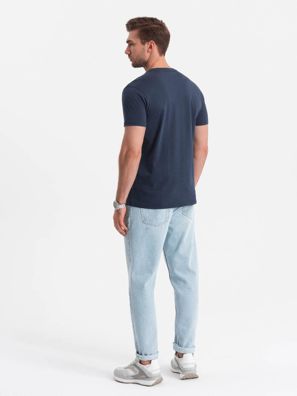 Ombre Clothing Σκούρο μπλε ανδρικό t-shirt με τσέπη Ombre Clothing