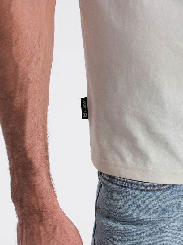 Ombre Clothing Κρεμ ανδρικό μπλουζάκι με τσέπη Ombre Clothing