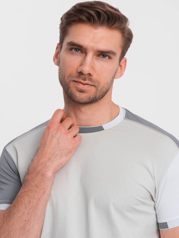 Ombre Clothing Γκρι Ανδρικό T-Shirt Ombre Ρούχα