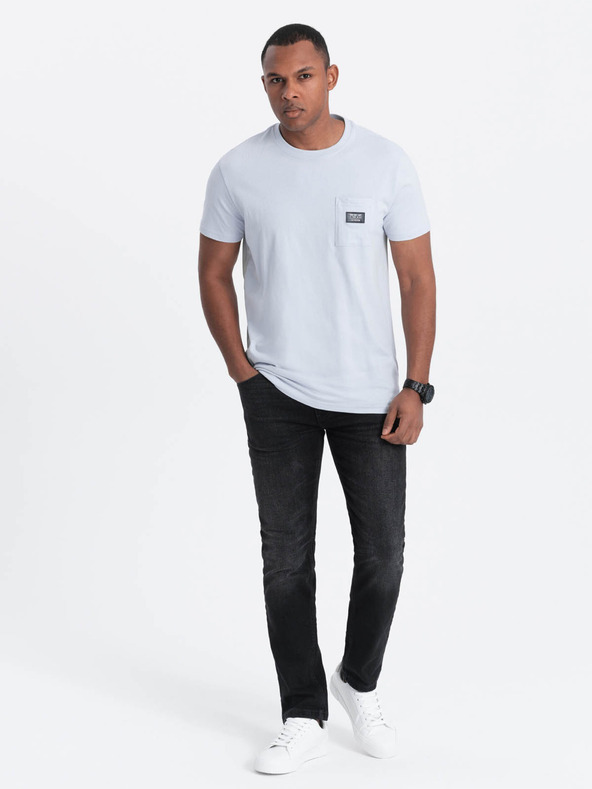 Ombre Clothing Ανοιχτό μπλε ανδρικό μπλουζάκι με τσέπη Ombre ρούχα