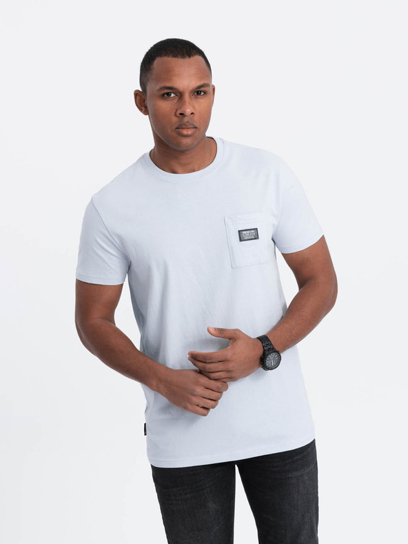 Ombre Clothing Ανοιχτό μπλε ανδρικό μπλουζάκι με τσέπη Ombre ρούχα