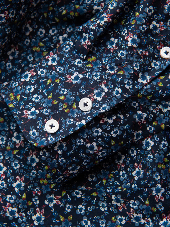 Ombre Clothing Μπλε ανδρικό πουκάμισο με μοτίβο σε λεπτή γραμμή Ombre Clothing