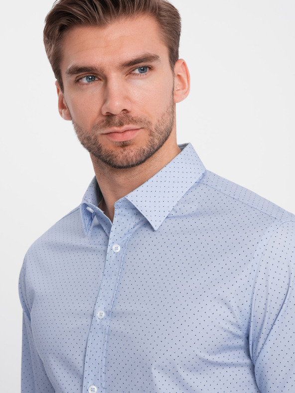 Ombre Clothing Ανοιχτό μπλε ανδρικό βαμβακερό πουκάμισο Ombre Clothing