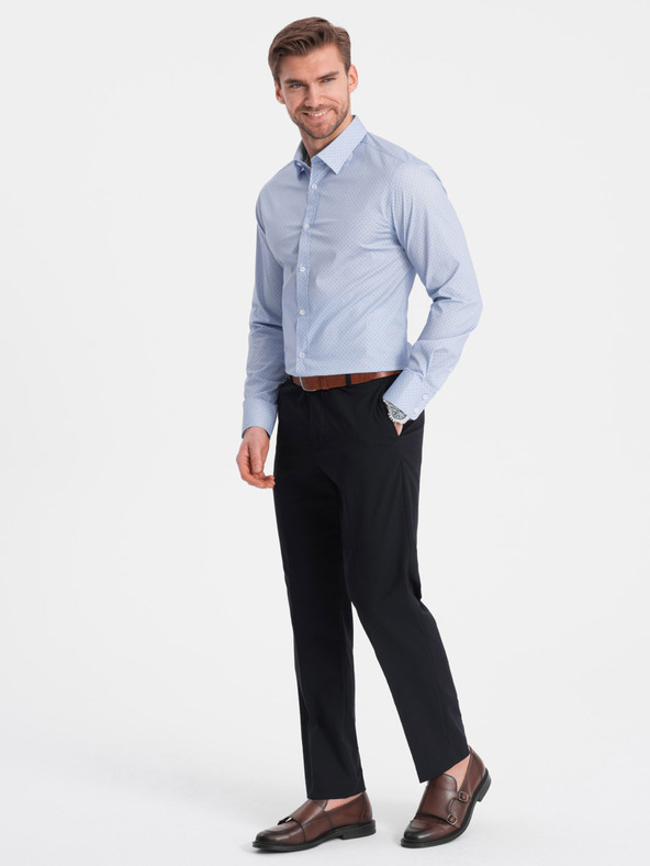 Ombre Clothing Ανοιχτό μπλε ανδρικό βαμβακερό πουκάμισο Ombre Clothing