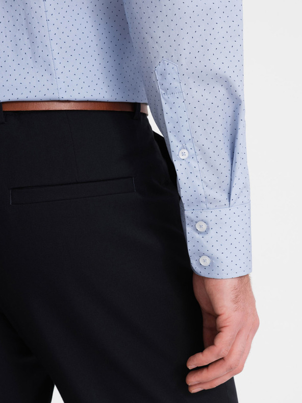 Ombre Clothing Ανοιχτό μπλε ανδρικό βαμβακερό πουκάμισο Ombre Clothing