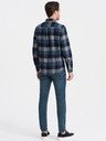 Ombre Clothing Μπλε ανδρικό καρό φανελλένιο πουκάμισο Ombre Clothing