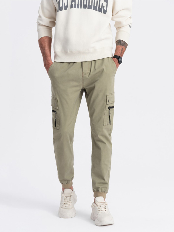 Ombre Clothing Χακί ανδρικό παντελόνι cargo jogger Ombre Clothing
