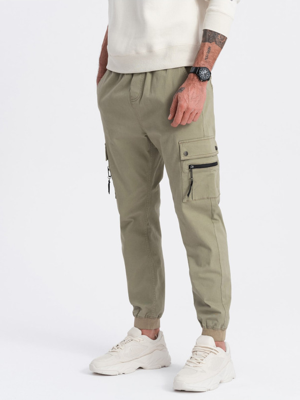 Ombre Clothing Χακί ανδρικό παντελόνι cargo jogger Ombre Clothing