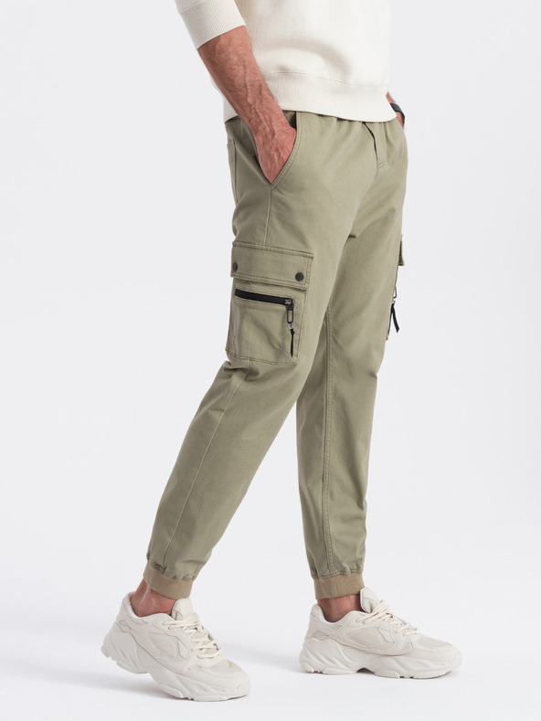 Ombre Clothing Χακί ανδρικό παντελόνι cargo jogger Ombre Clothing